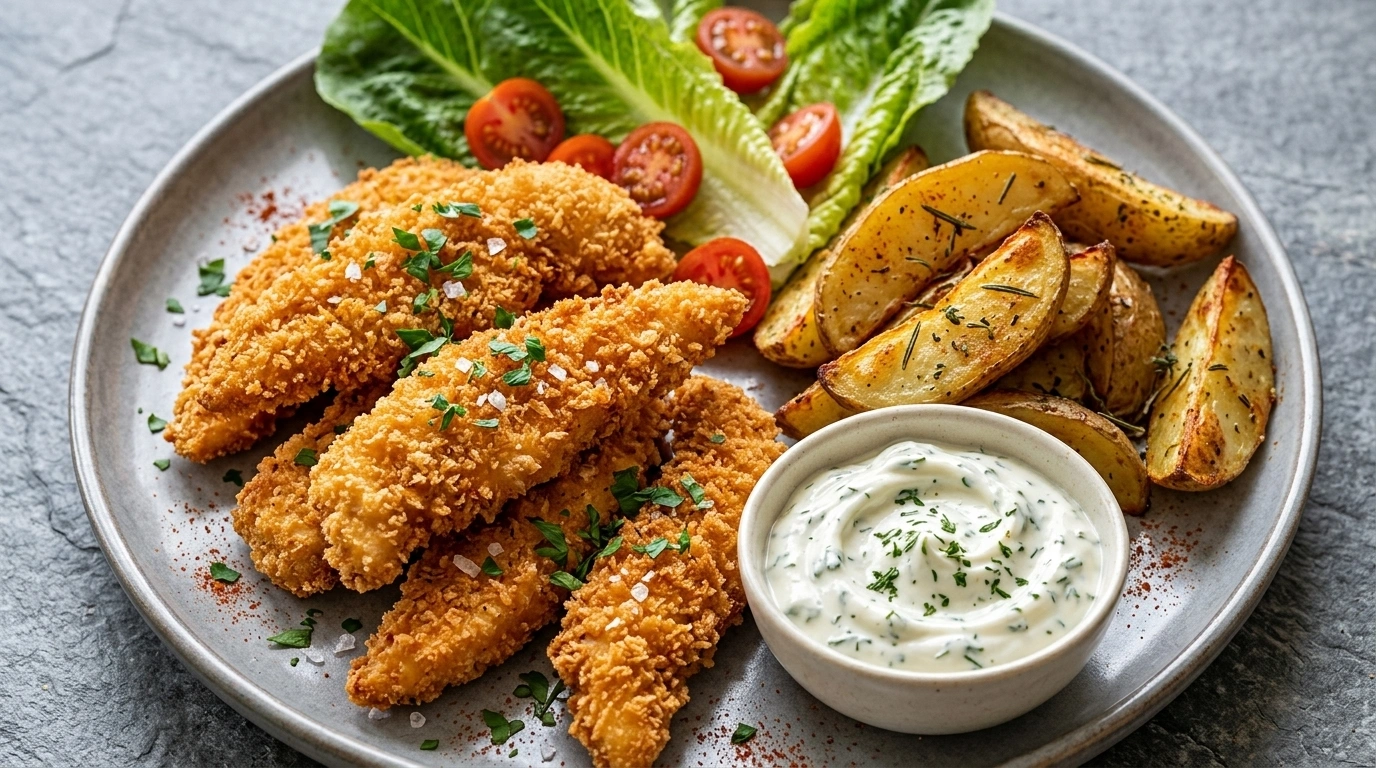 Hemgjorda kycklingnuggets med ugnspotatis